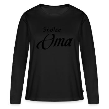 Grand-mère - T-shirt manches longues Premium bio Femme - noir - Devant - Julia (174cm)
