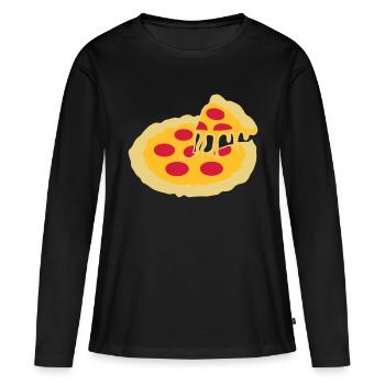 hot hunger cheese hunger piece salami pizza delici - Women's Premium Organic Long Sleeve Shirt - black - Front - Julia (174cm)