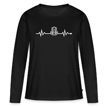 Heartbeat backpacker sac à dos aventurier de voyage - T-shirt manches longues Premium bio Femme - noir - Devant - Julia (174cm)