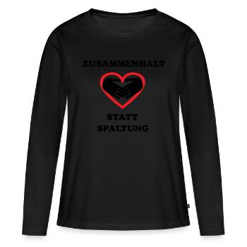 Zusammenhalt statt Spaltung Statement Spruch - Frauen Premium Bio Langarmshirt - Schwarz - Vorne - Julia (174cm)
