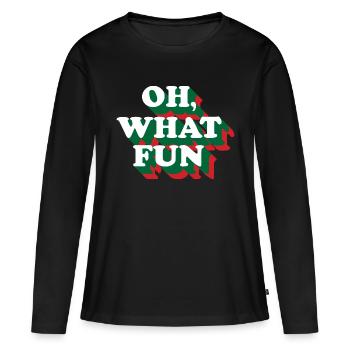 FUN - Frauen Premium Bio Langarmshirt - Schwarz - Vorne - Julia (174cm)