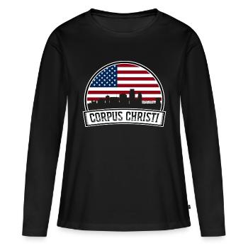 CORPUS CHRISTI - T-shirt manches longues Premium bio Femme - noir - Devant - Julia (174cm)