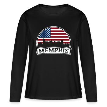 Memphis USA Skyline - T-shirt manches longues Premium bio Femme - noir - Devant - Julia (174cm)