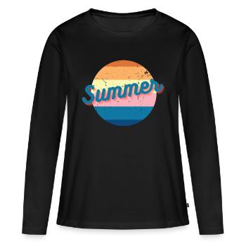Vintage Coloré Summer Retro Design - T-shirt manches longues Premium bio Femme - noir - Devant - Julia (174cm)