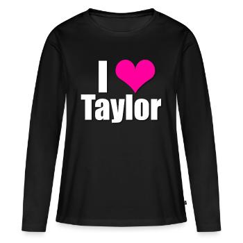 J’aime Taylor avec cœur, je coeur Taylor - T-shirt manches longues Premium bio Femme - noir - Devant - Julia (174cm)