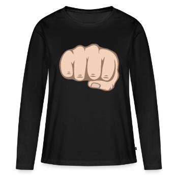 Poing - T-shirt manches longues Premium bio Femme - noir - Devant - Julia (174cm)