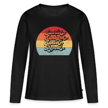 Lever du soleil - T-shirt manches longues Premium bio Femme - noir - Devant - Julia (174cm)