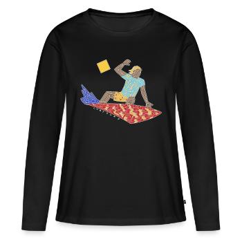 Labyrinthe Surfeur - T-shirt manches longues Premium bio Femme - noir - Devant - Julia (174cm)