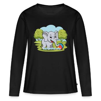 ELEFANTEN, FREUDE AUF SCHRITT UND TRITT - Frauen Premium Bio Langarmshirt - Schwarz - Vorne - Julia (174cm)