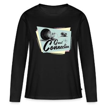Fifties Super téléphone connecté - T-shirt manches longues Premium bio Femme - noir - Devant - Julia (174cm)