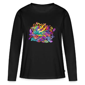dragon chinois - T-shirt manches longues Premium bio Femme - noir - Devant - Julia (174cm)