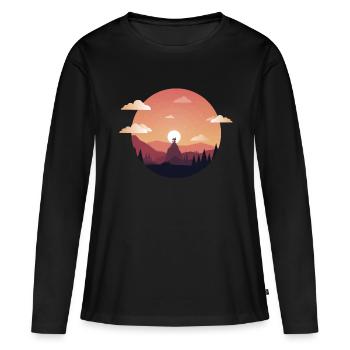 Sunset Comic - T-shirt manches longues Premium bio Femme - noir - Devant - Julia (174cm)