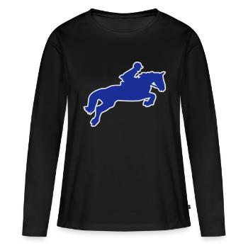 Springpferd - Frauen Premium Bio Langarmshirt - Schwarz - Vorne - Julia (174cm)