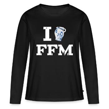 Apfelwein FFM Frankfurt Liebe Bembel Schoppe - Frauen Premium Bio Langarmshirt - Schwarz - Vorne - Julia (174cm)