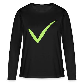 Course du crochet brosse - T-shirt manches longues Premium bio Femme - noir - Devant - Julia (174cm)