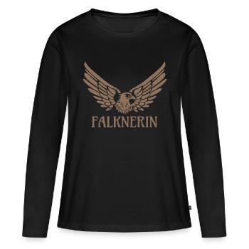 Falknerin Adler Falke Falknerei Geschenk - Frauen Premium Bio Langarmshirt - Schwarz - Vorne - Julia (174cm)