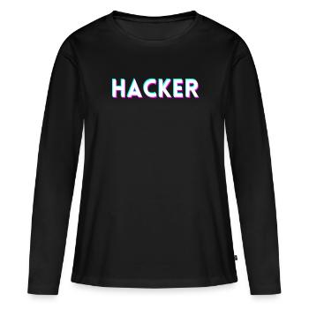 hacker. gift - Women's Premium Organic Long Sleeve Shirt - black - Front - Julia (174cm)