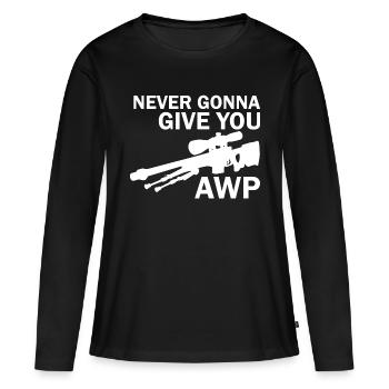 Ne vous donnera jamais AWP - T-shirt manches longues Premium bio Femme - noir - Devant - Julia (174cm)