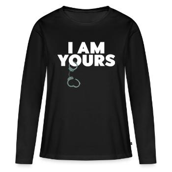 I'M YOURS - BDSM Handschellen Fetisch Geschenk - Frauen Premium Bio Langarmshirt - Schwarz - Vorne - Julia (174cm)