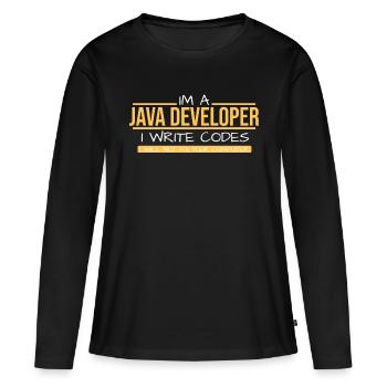 Java Developer - T-shirt manches longues Premium bio Femme - noir - Devant - Julia (174cm)
