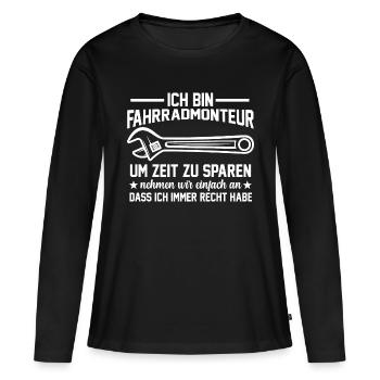 Fahrradwerkstatt Fahrradmechaniker Fahrradmonteur - Frauen Premium Bio Langarmshirt - Schwarz - Vorne - Julia (174cm)