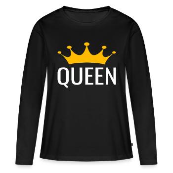 Queen Geschenk Geschenkidee Paar JGA - Frauen Premium Bio Langarmshirt - Schwarz - Vorne - Julia (174cm)