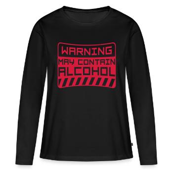 Spruch May Contain Alcohol - Frauen Premium Bio Langarmshirt - Schwarz - Vorne - Julia (174cm)