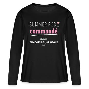 summer body commandé suivi : en cours de livraison - T-shirt manches longues Premium bio Femme - noir - Devant - Julia (174cm)
