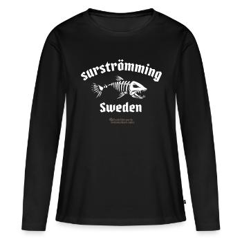Surströmming Suède hareng squeletté - T-shirt manches longues Premium bio Femme - noir - Devant - Julia (174cm)