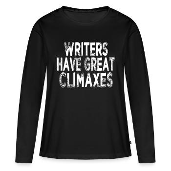 drôle contentwriter blog vélo humour cyclisme - T-shirt manches longues Premium bio Femme - noir - Devant - Julia (174cm)