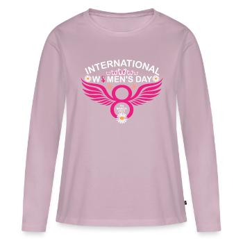 Journée internationale de la femme - T-shirt manches longues Premium bio Femme - rose poudré - Devant - Julia (174cm)