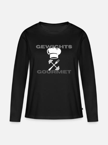 Gewichts Gourmet - Frauen Premium Bio Langarmshirt - Schwarz