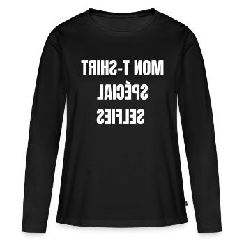 Mon t shirt spécial selfies - T-shirt manches longues Premium bio Femme - noir - Devant - Julia (174cm)