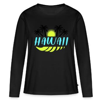 hawaii - Frauen Premium Bio Langarmshirt - Schwarz - Vorne - Julia (174cm)