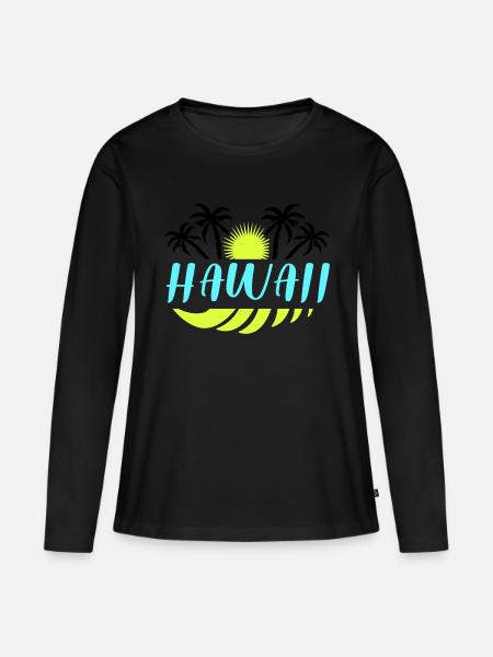 hawaii - Frauen Premium Bio Langarmshirt - Schwarz