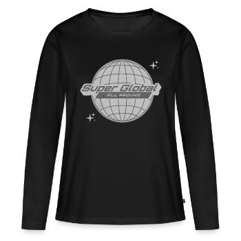 Super Global World Rétro Vintage - T-shirt manches longues Premium bio Femme - noir - Devant - Julia (174cm)