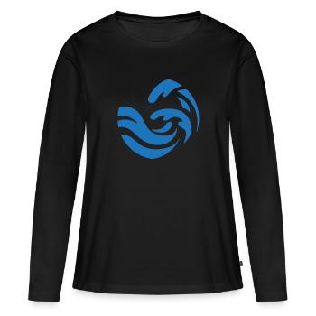 simple blue wave design - Women's Premium Organic Long Sleeve Shirt - black - Front - Julia (174cm)