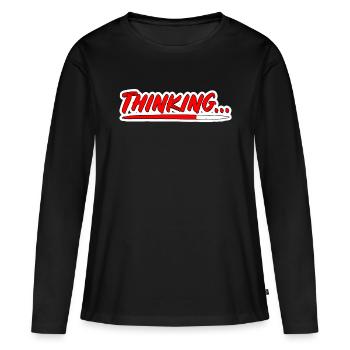 Thinking PopArt Ladebalken Schriftzug - Frauen Premium Bio Langarmshirt - Schwarz - Vorne - Julia (174cm)