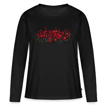 Coquelicot pavot à potins prairie fleurie - T-shirt manches longues Premium bio Femme - noir - Devant - Julia (174cm)