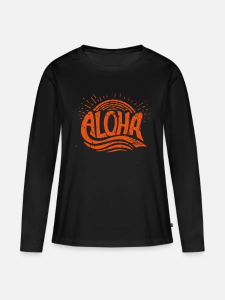 Aloha - Frauen Premium Bio Langarmshirt - Schwarz