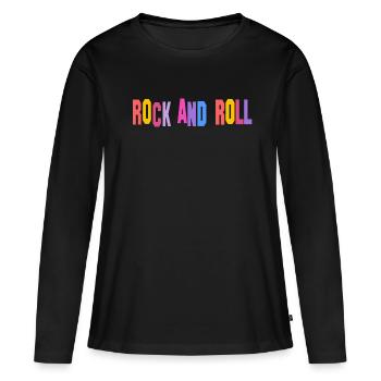 Rock and roll - T-shirt manches longues Premium bio Femme - noir - Devant - Julia (174cm)