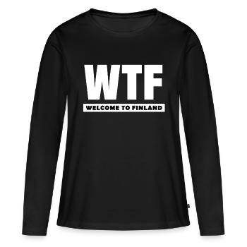 WTF - Bienvenue en Finlande - T-shirt manches longues Premium bio Femme - noir - Devant - Julia (174cm)