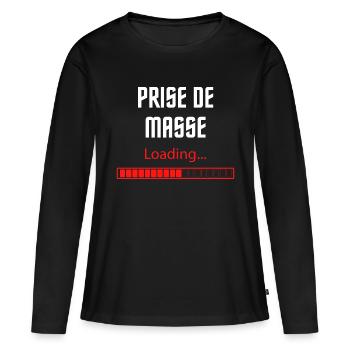 Prise de masse loading - T-shirt manches longues Premium bio Femme - noir - Devant - Julia (174cm)