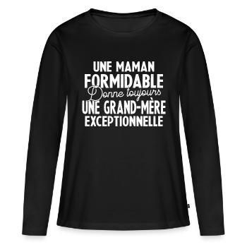 Maman Formidable Grand-Mère Exceptionnelle - T-shirt manches longues Premium bio Femme - noir - Devant - Julia (174cm)