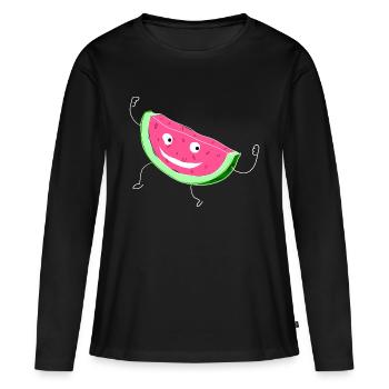 Melon Melon Pastèque - T-shirt manches longues Premium bio Femme - noir - Devant - Julia (174cm)