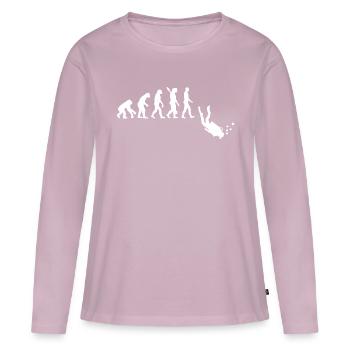 Funny Diver Evolution - Plongée sous-marine - T-shirt manches longues Premium bio Femme - rose poudré - Devant - Julia (174cm)