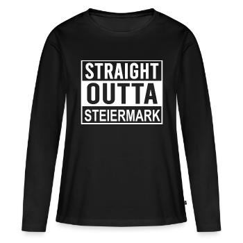 STRAIGHT OUTTA STYRIE - T-shirt manches longues Premium bio Femme - noir - Devant - Julia (174cm)