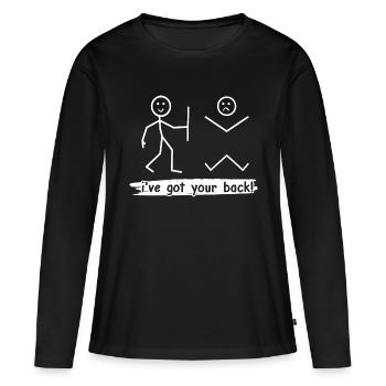 Ich decke Sie - Frauen Premium Bio Langarmshirt - Schwarz - Vorne - Julia (174cm)