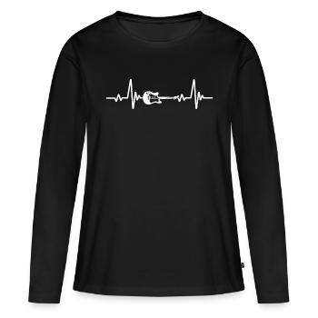 Cadeau Battement De Cœur Pour Guitariste - T-shirt manches longues Premium bio Femme - noir - Devant - Julia (174cm)