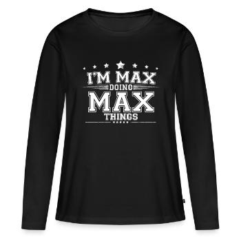 Max - Women's Premium Organic Long Sleeve Shirt - black - Front - Julia (174cm)